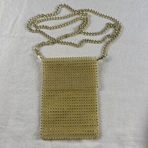 Gold and Clear Rhinestone Mesh Chainmail Crossbody Bag